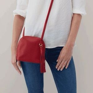 HOBO Nash Red Leather Crossbody Bag with Tassel NWT